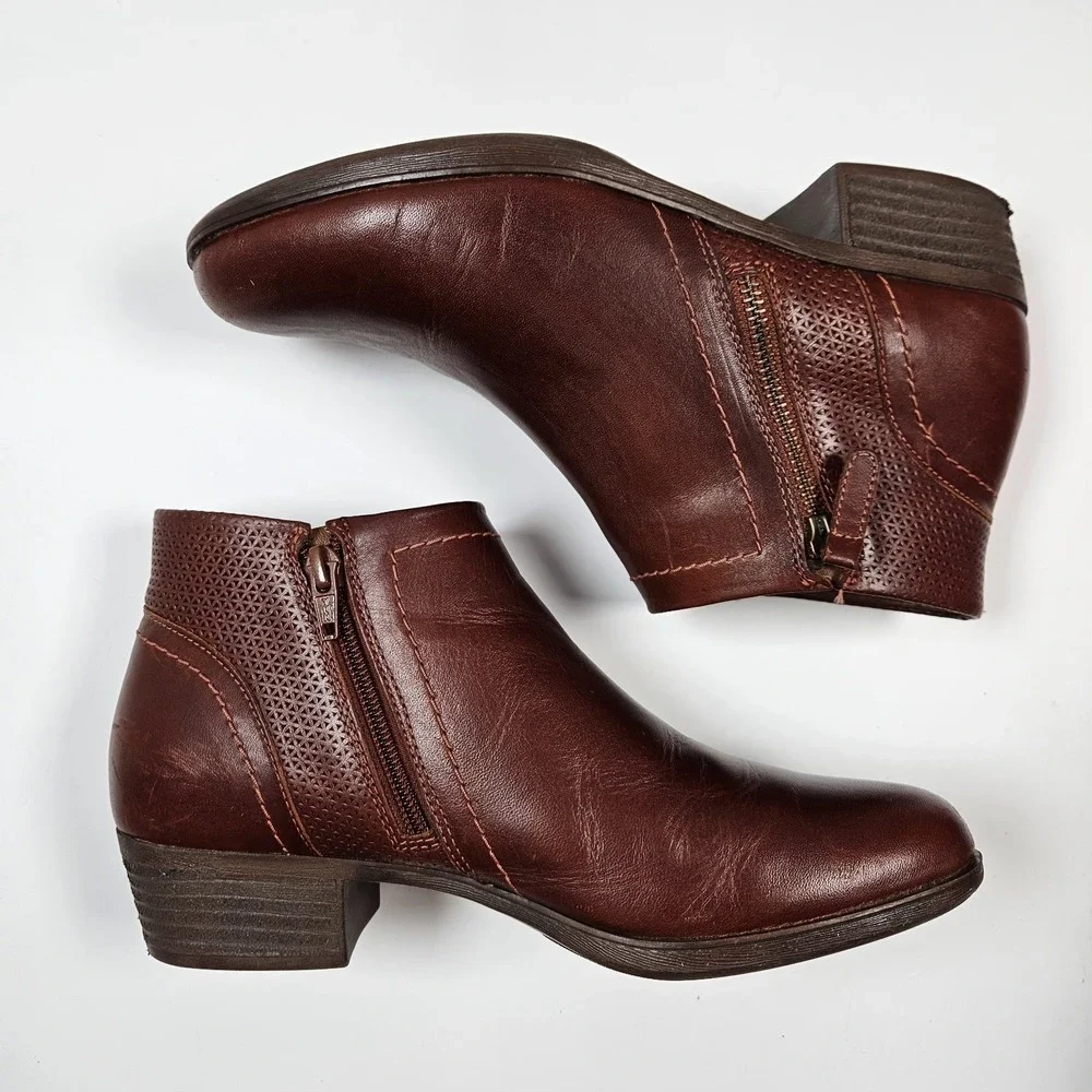 Cobb‎ Hill by Rockport Women's Oliana Panel Boot Ankle Zip Brown 7 M Bootie